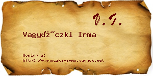 Vagyóczki Irma névjegykártya
